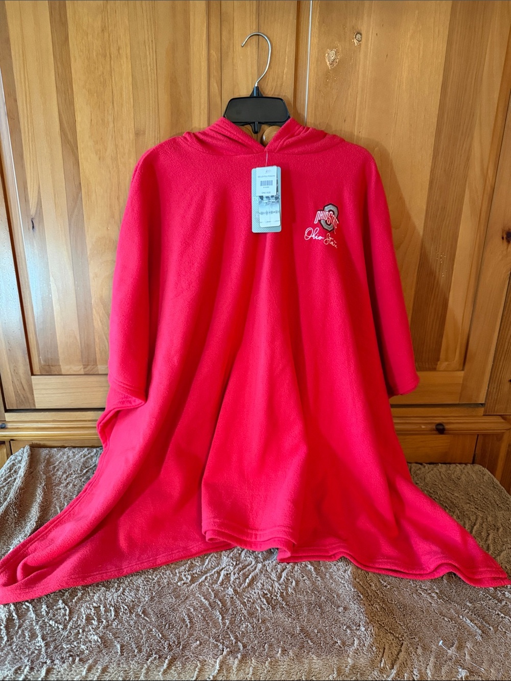 The Ohio University Fleece One Size Hooded Poncho